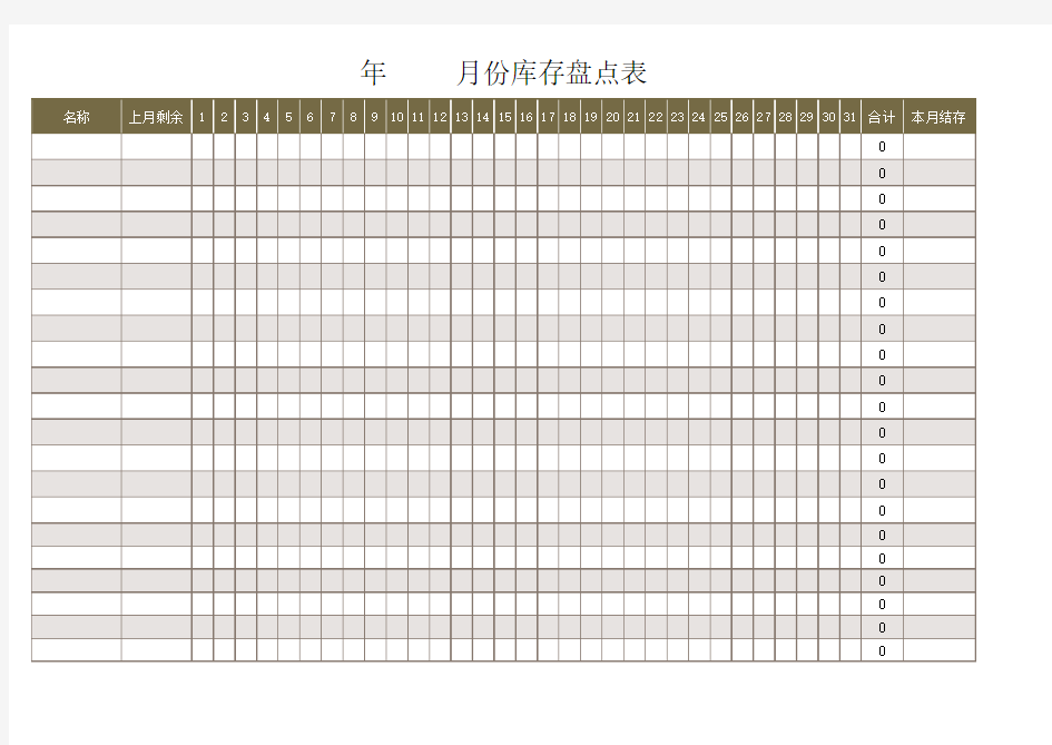 酒水盘点表(饮料)