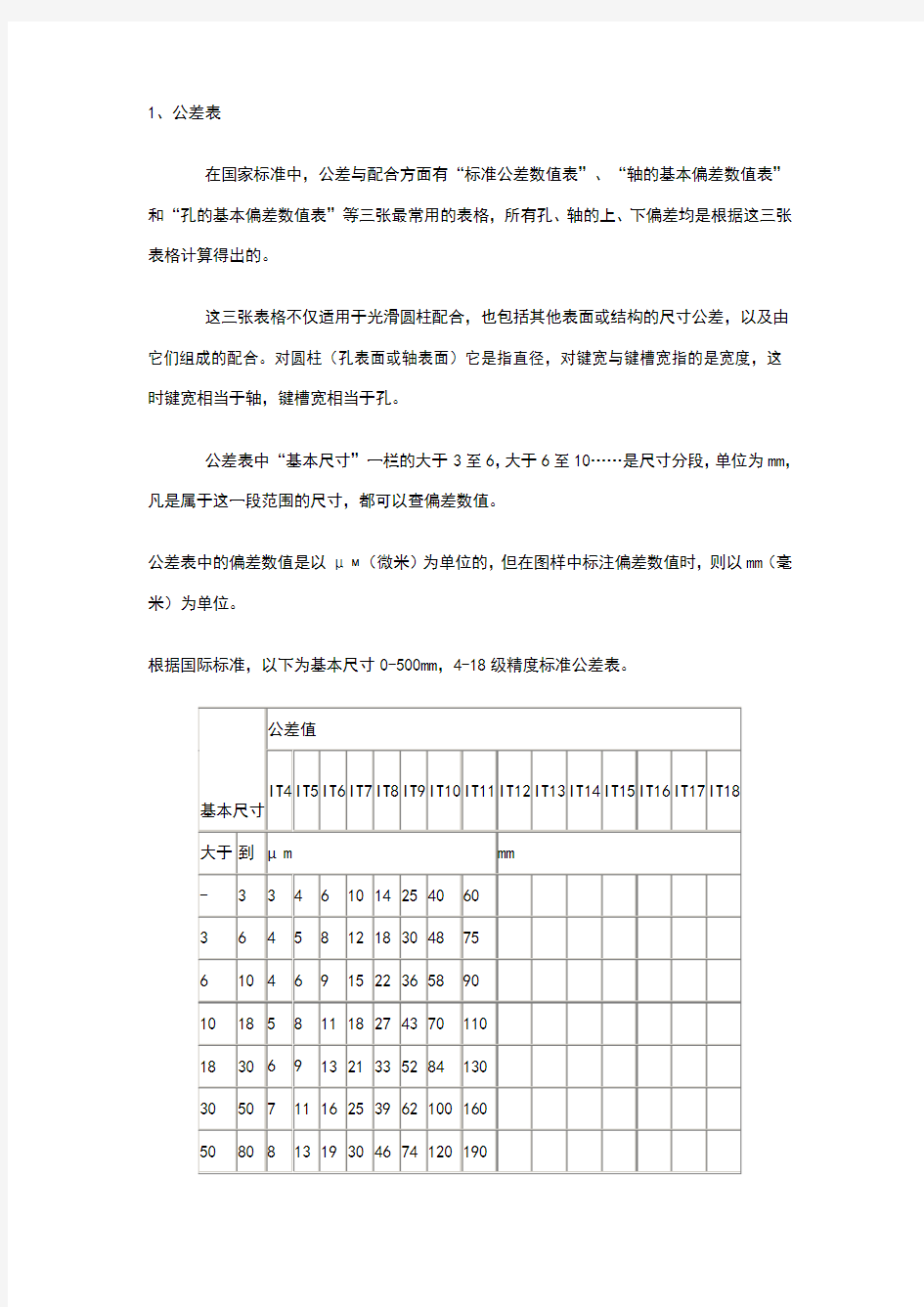 机械制图公差尺寸及查表