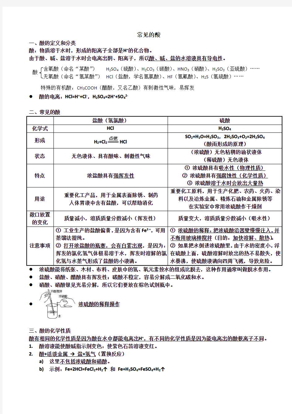 常见的酸和碱的基础知识整理