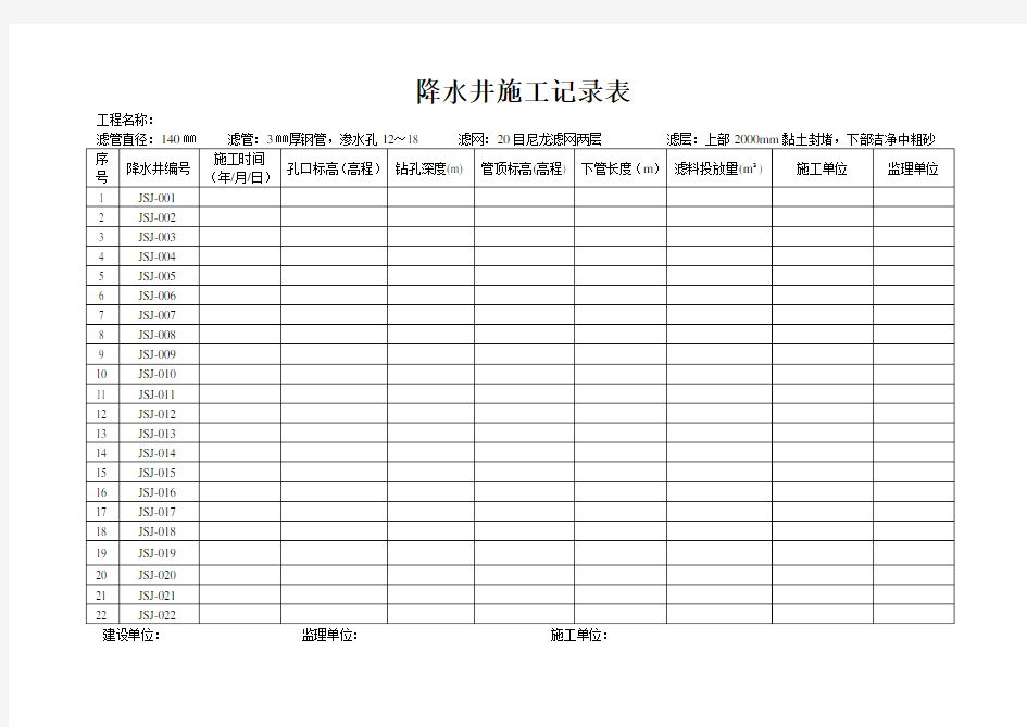 降水井施工记录表.doc