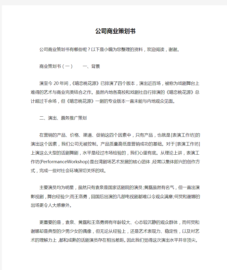 公司商业策划书