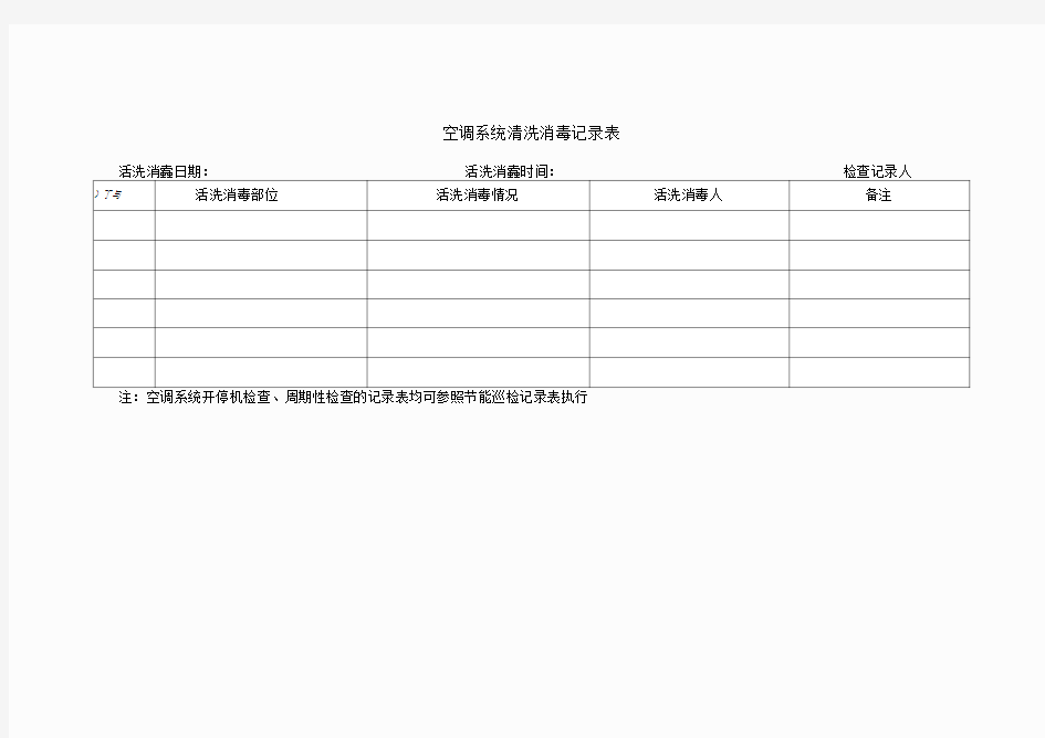 空调系统清洗消毒记录表