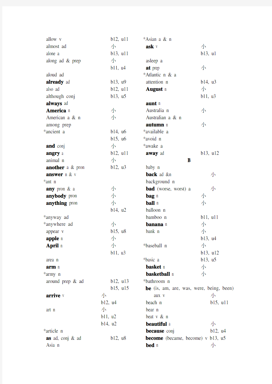 新课标初中英语(北京版)词汇表(1600)