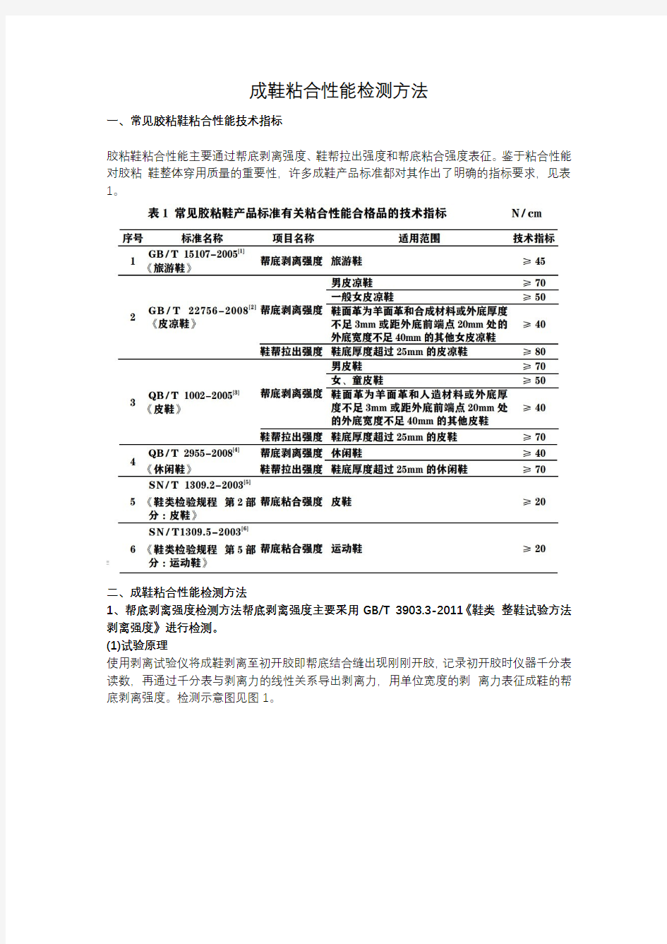 成鞋粘合性能检测方法