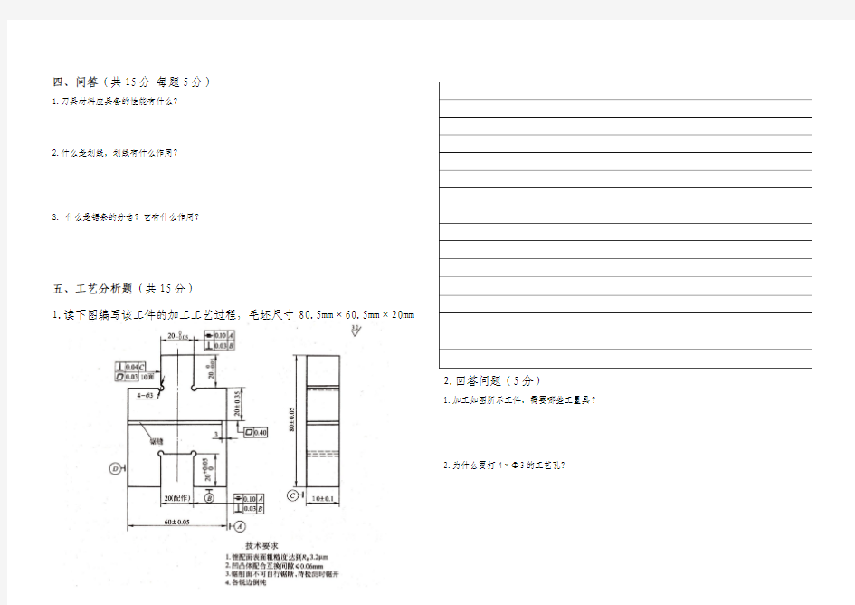 14单招(1)-钳工工艺学-期末试卷-刘永军