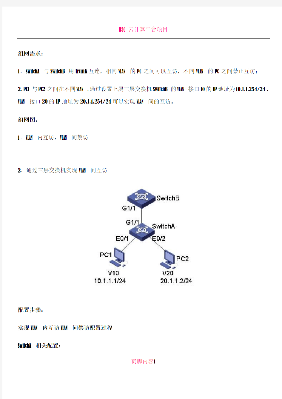 H3C交换机Trunk端口配置