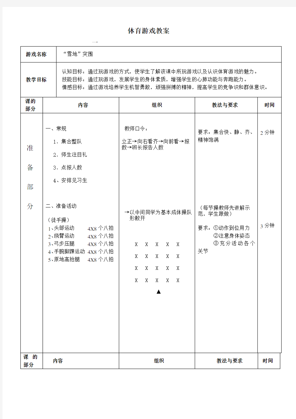 (完整版)中学体育游戏教案