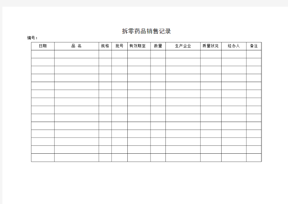 拆零药品销售记录