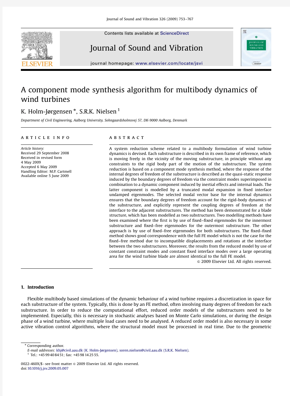 A component mode synthesis algorithm for multibody dynamics of wind turbines