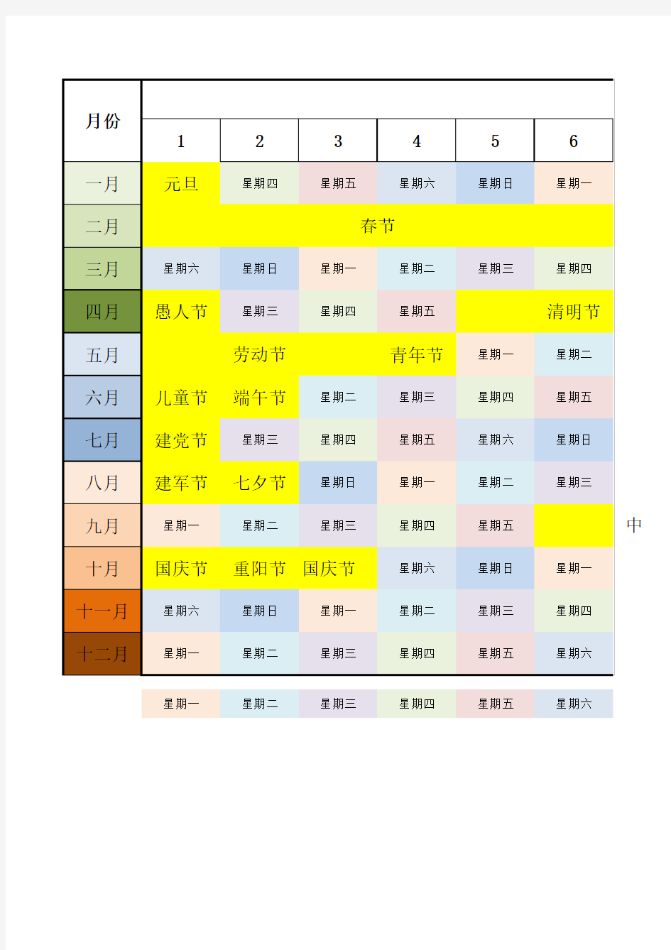 2015年淘宝节日活动表格