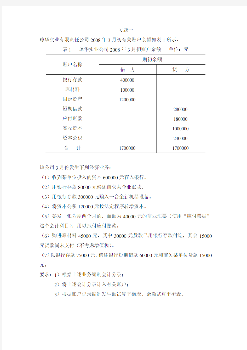 基础会计综合业务核算附答案