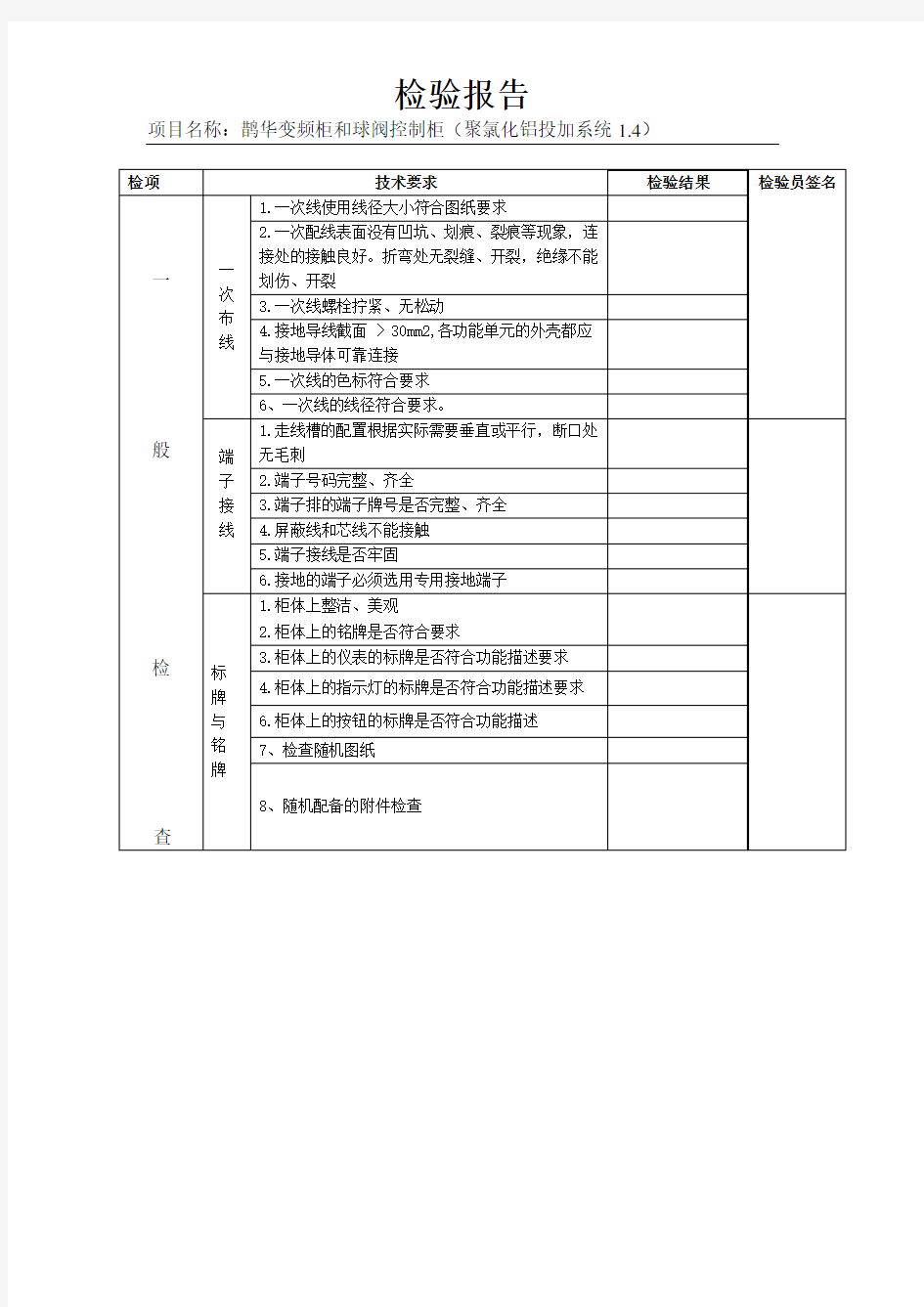 控制柜检验报告