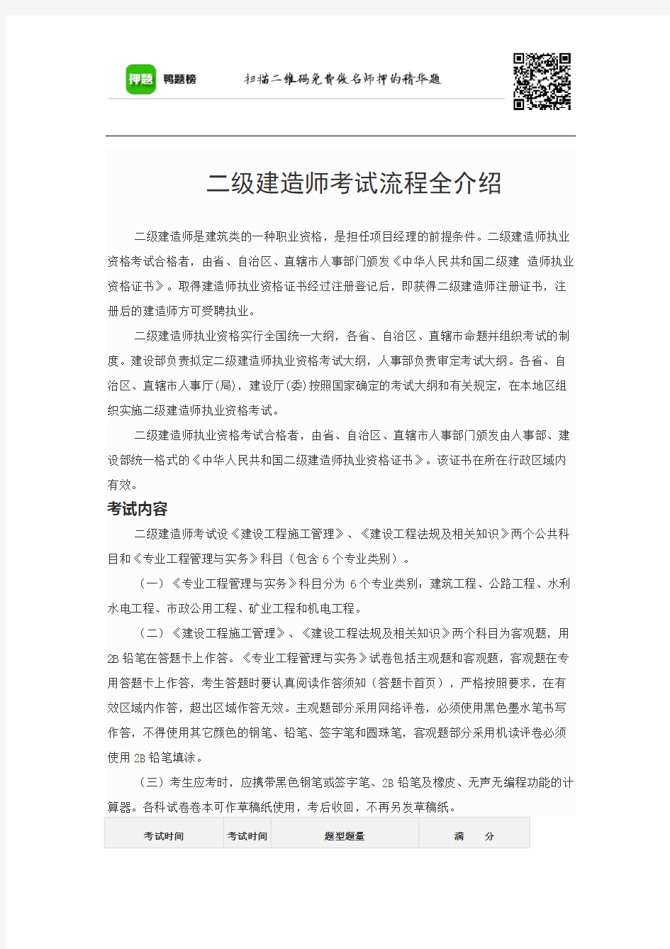 二级建造师考试流程全介绍