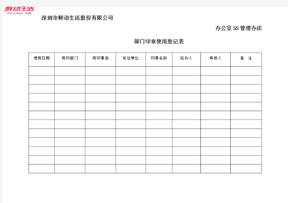 《部门用章使用登记表》