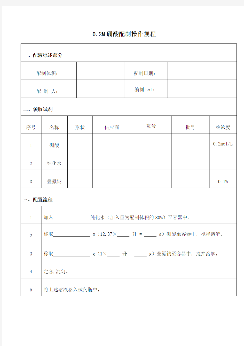 7-0.2M硼酸配制操作规程