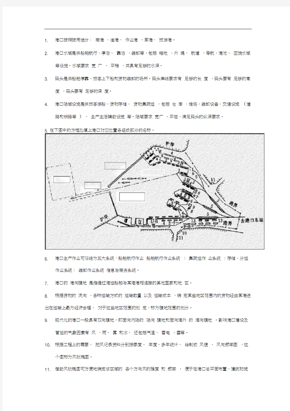 上海海事大学港航工程必看填空题(部分答案已填写)解析