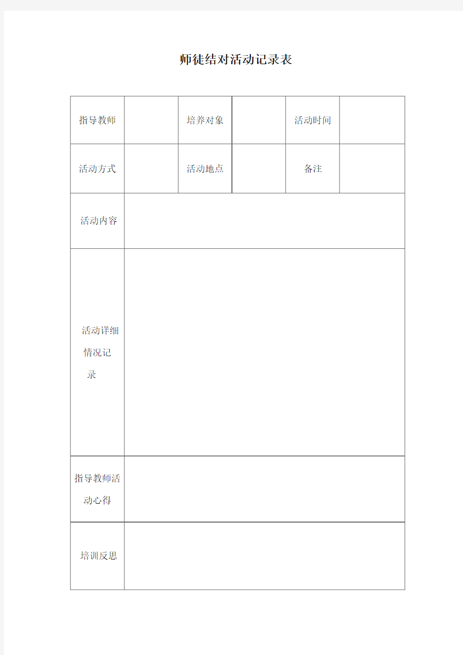 师徒结对活动记录表