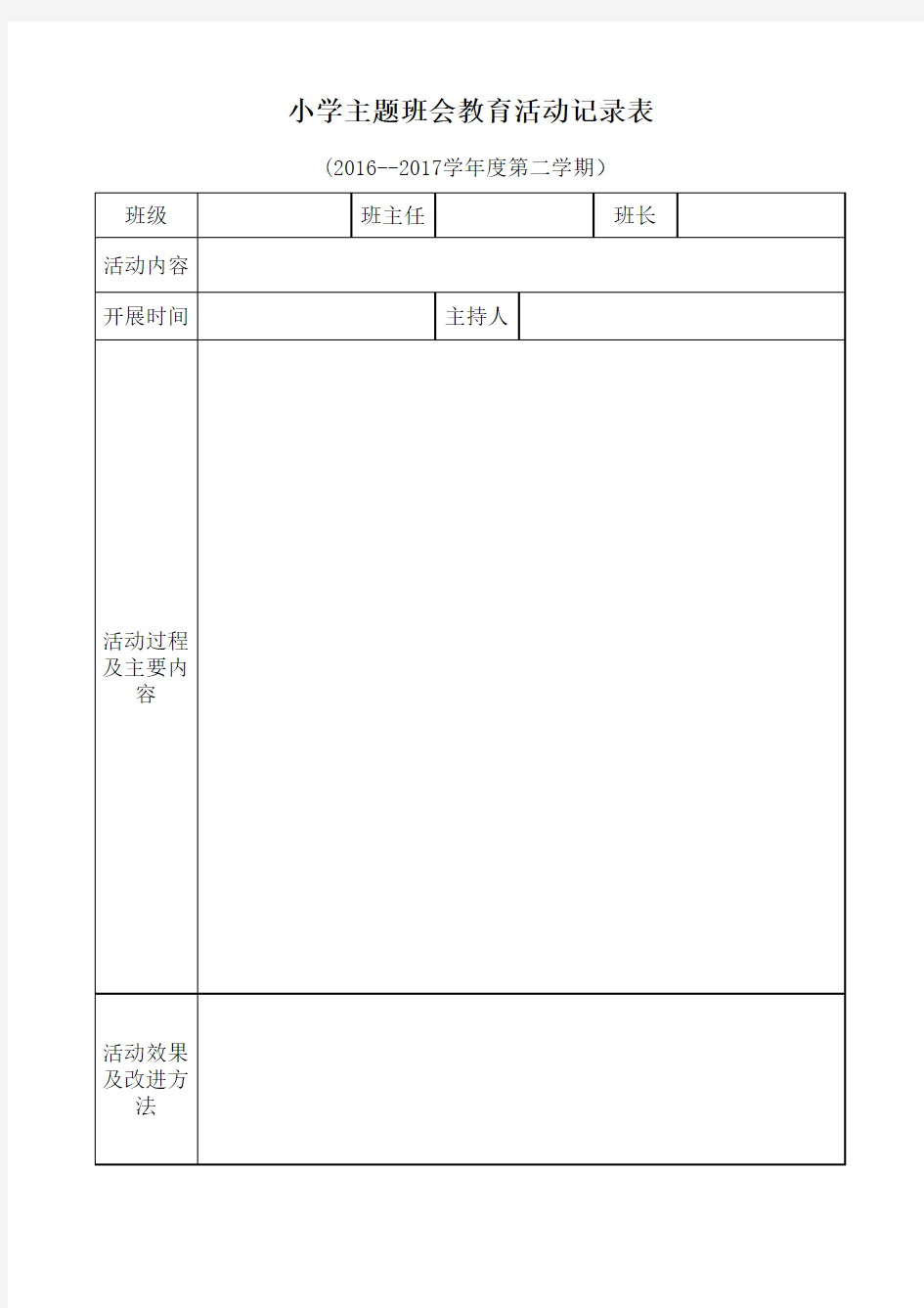 主题班会记录表