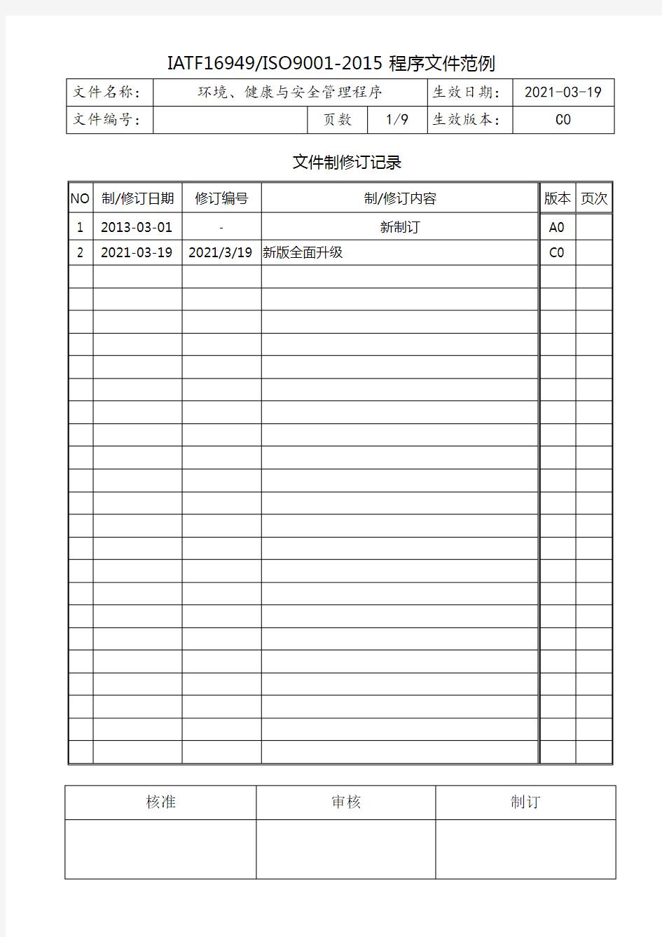 IATF16949环境健康与安全管理程序