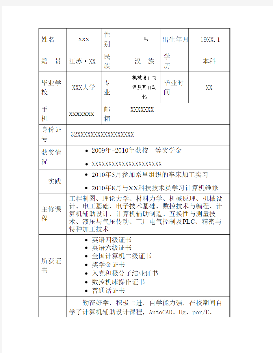 我的求职简历示例