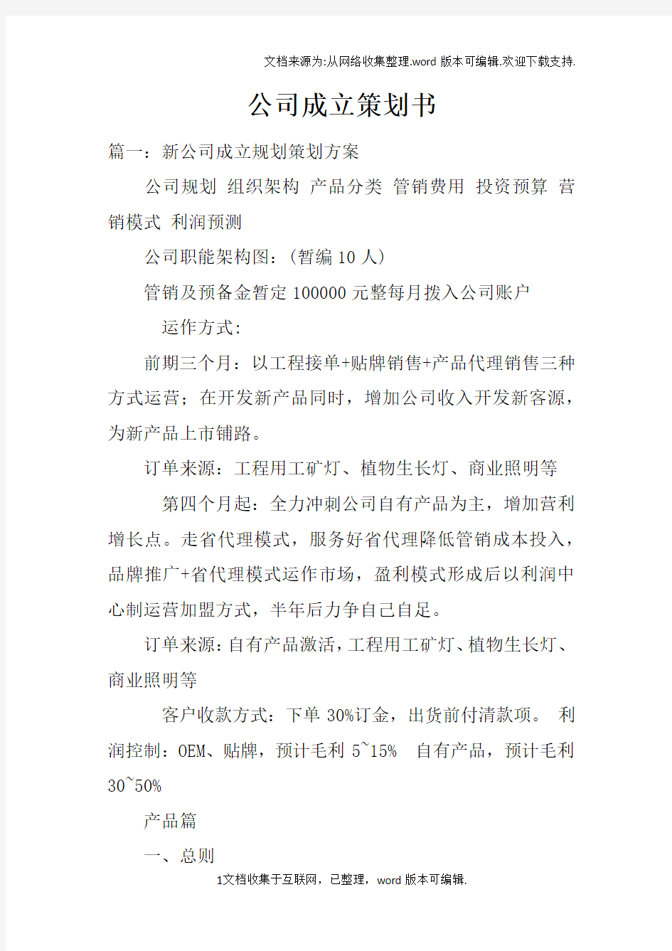 公司成立策划书doc