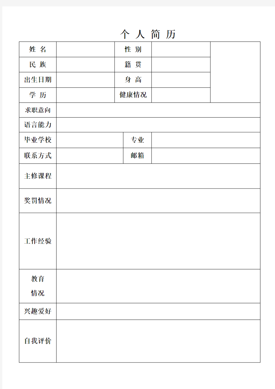 个人简介排版