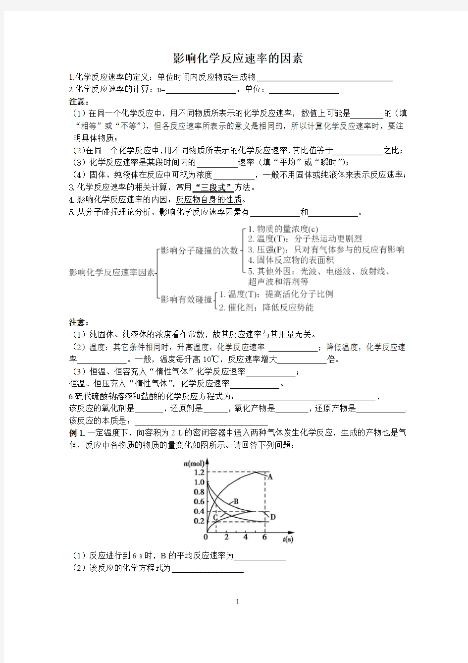 影响化学反应速率的因素