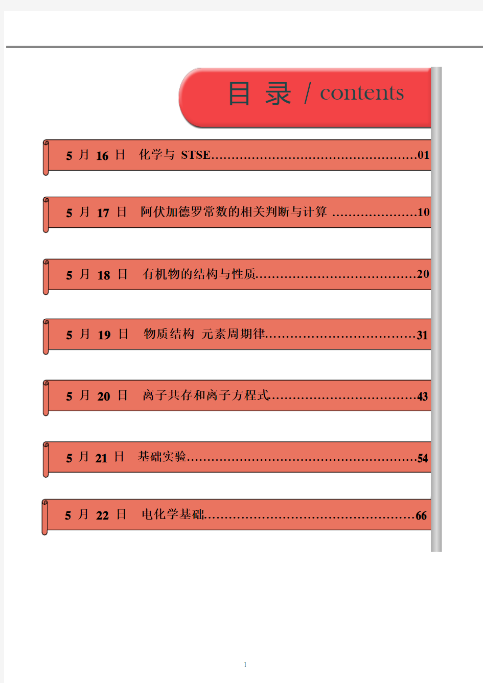 2017年高考化学考前20天终极冲刺攻略(第01期)