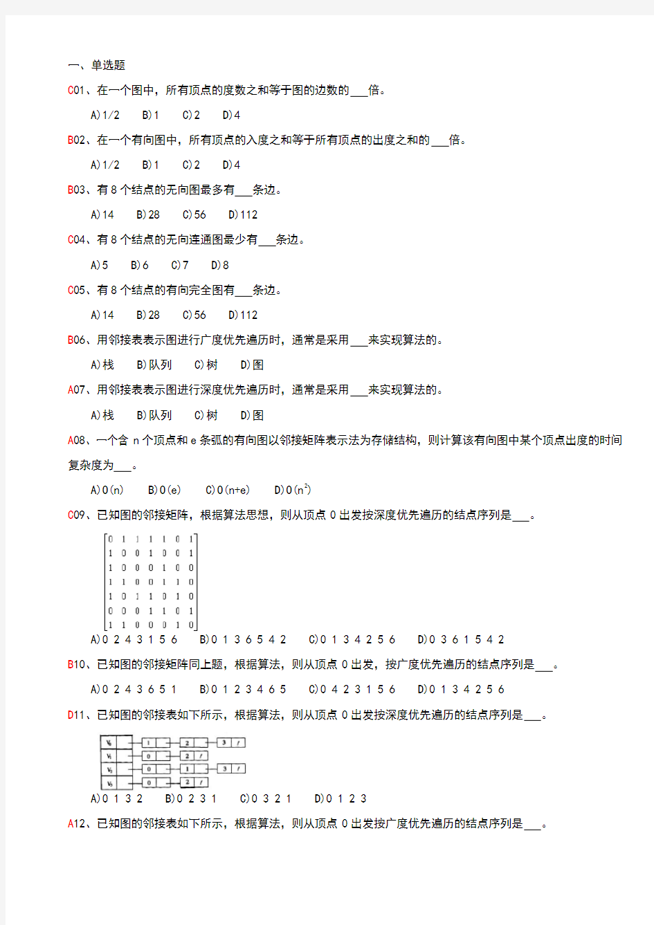 数据结构第7章-答案