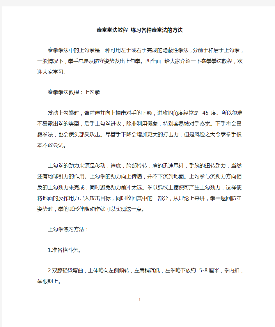 泰拳拳法教程 练习各种泰拳法的方法