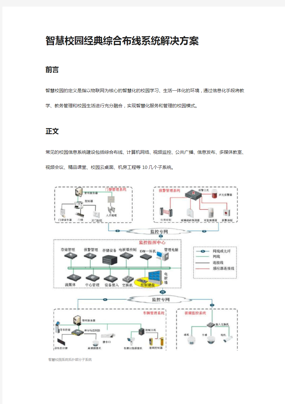 智慧校园经典综合布线系统解决方案