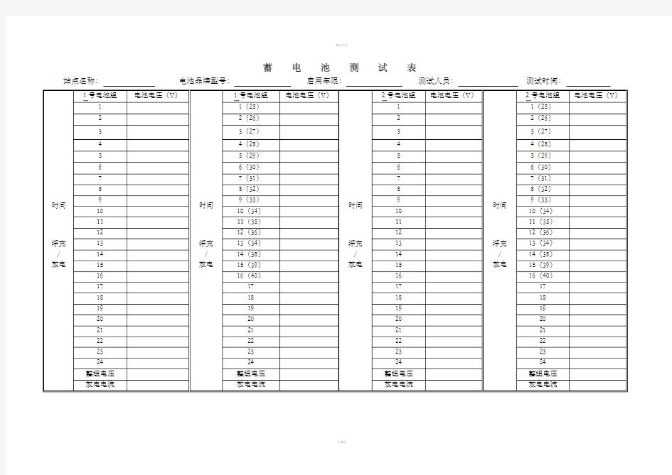 蓄电池维护记录表