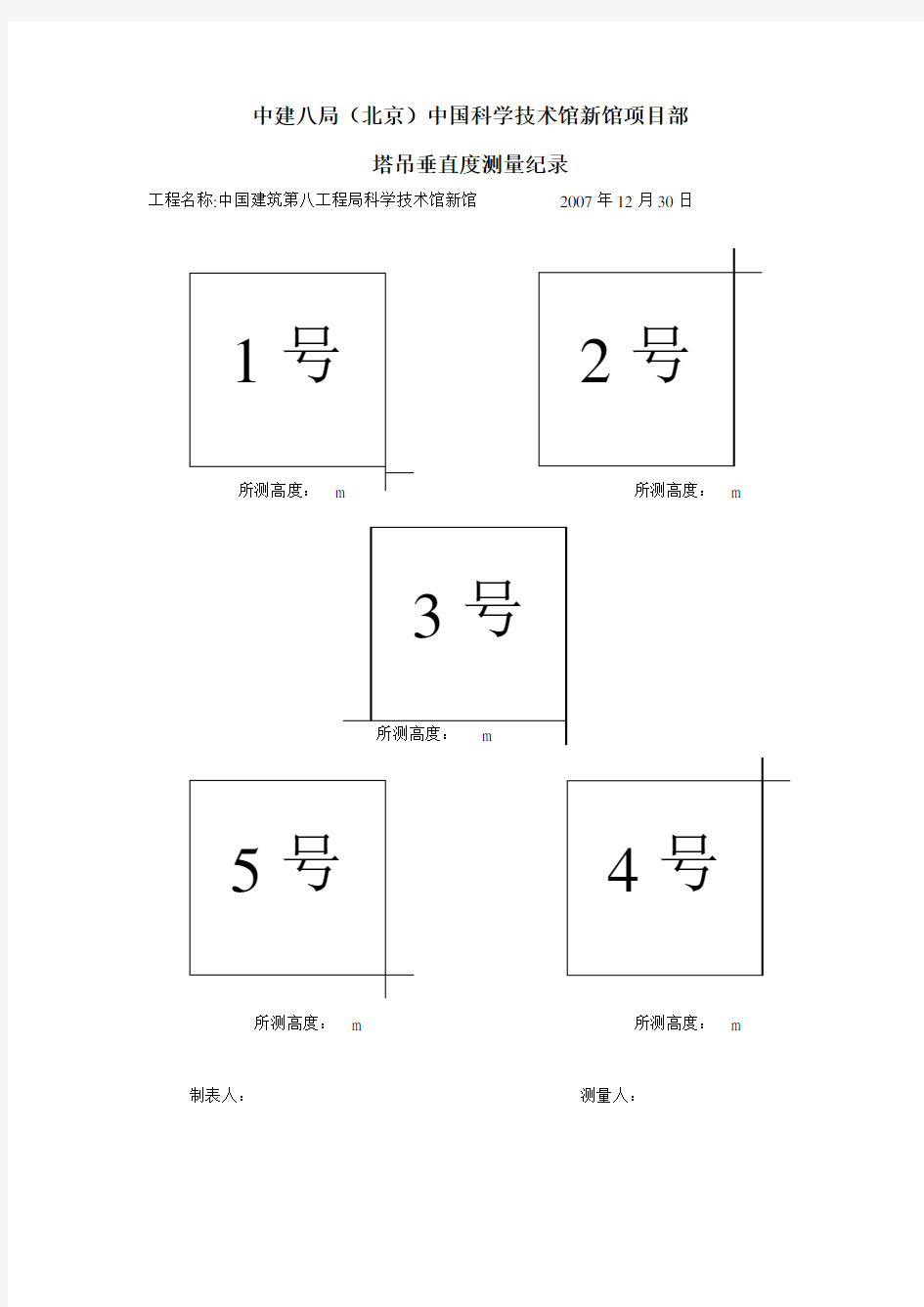 塔吊垂直度测量纪录