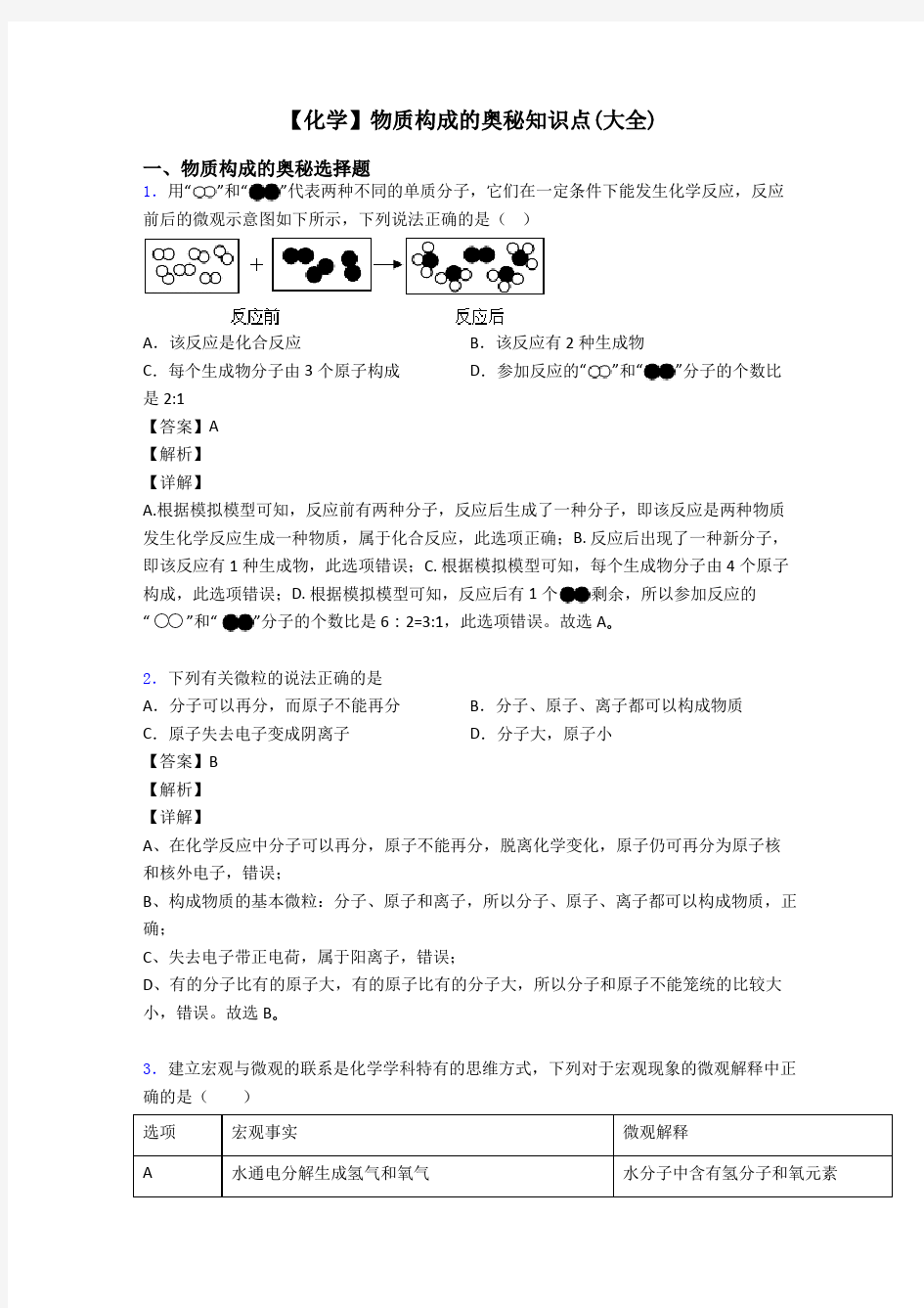 【化学】物质构成的奥秘知识点(大全)