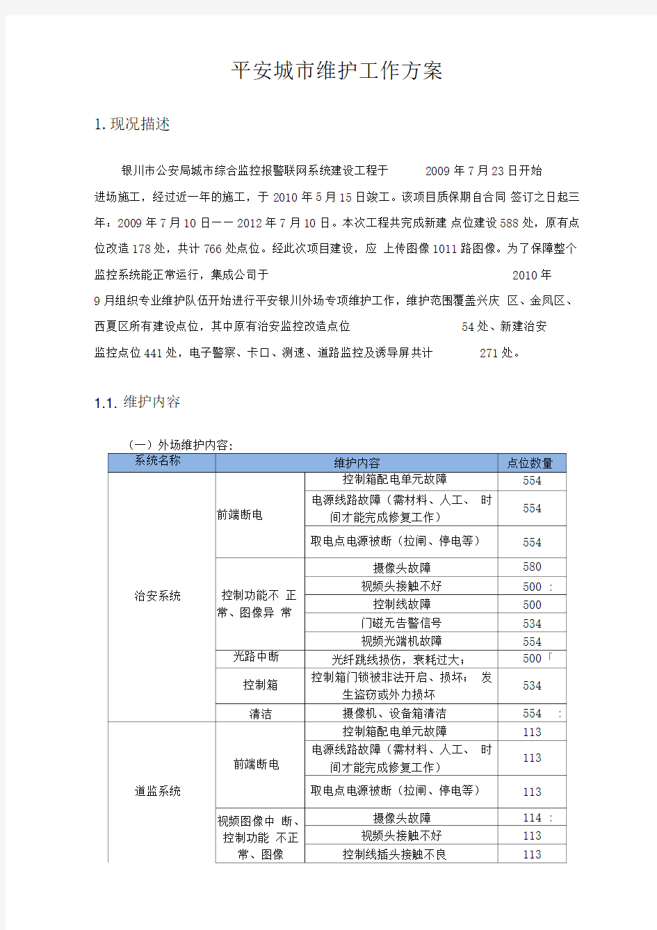 平安城市维护技术方案