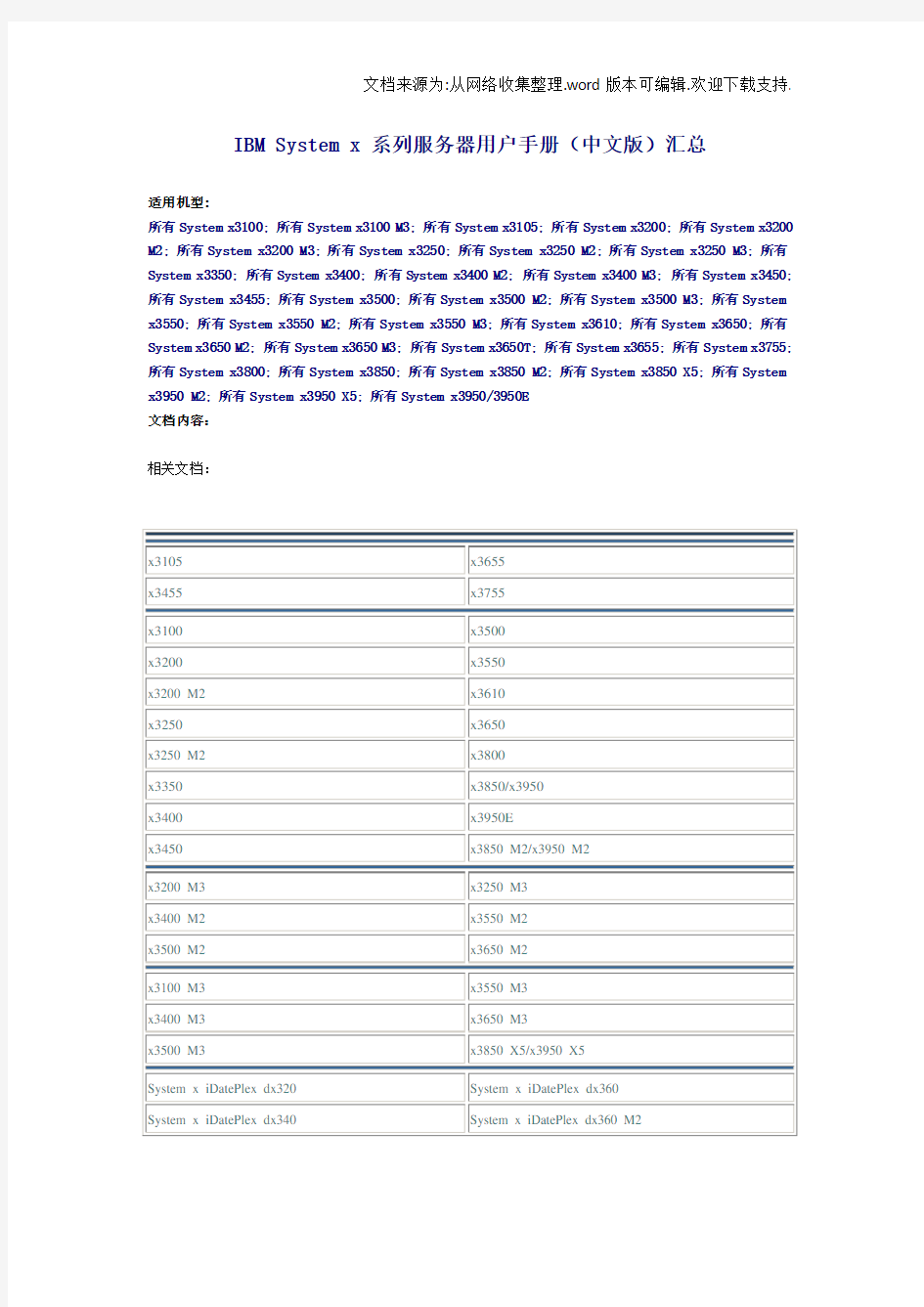 IBM-System-x-系列服务器用户手册(中文版)汇总(最新)