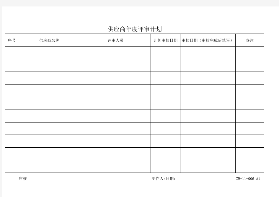 供应商年度评审计划