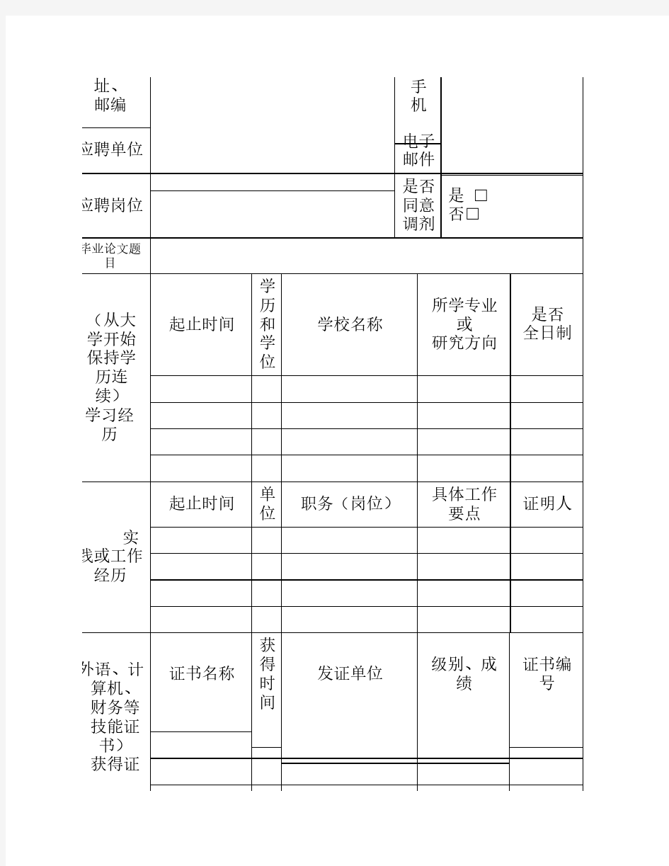 国家电网公司招聘毕业生模板