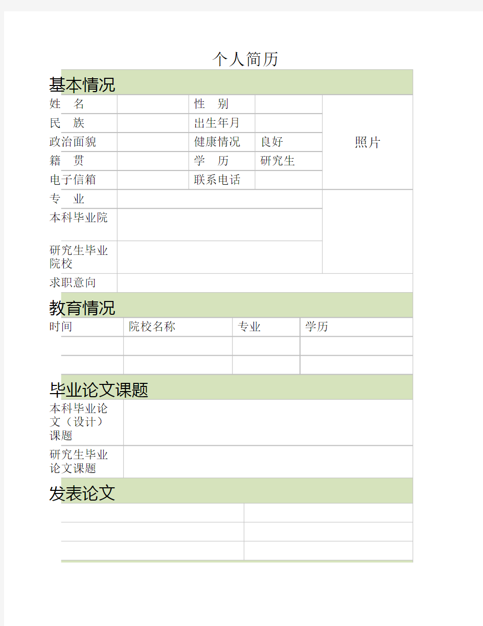 硕士研究生个人简历模板