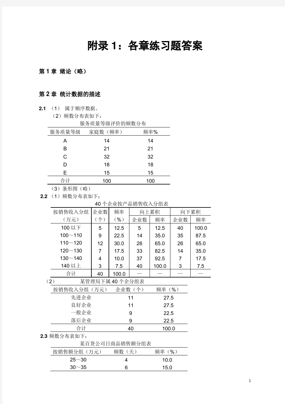 统计学第二版课后答案