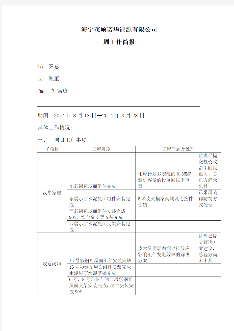 周工作简报模板