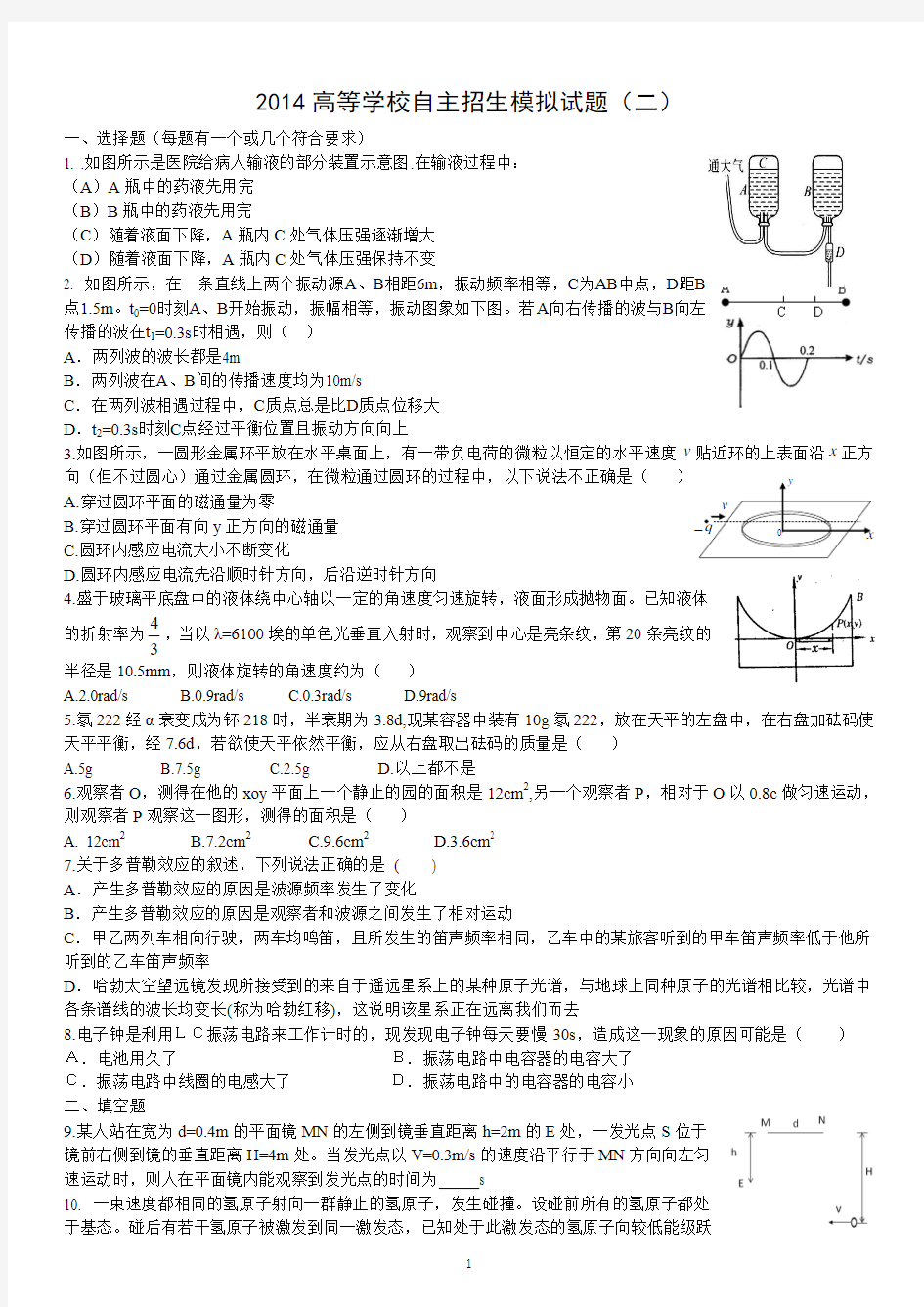 2014年自主招生模拟试题2