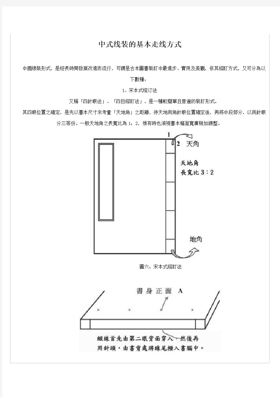 中式线装书的基本走线方式