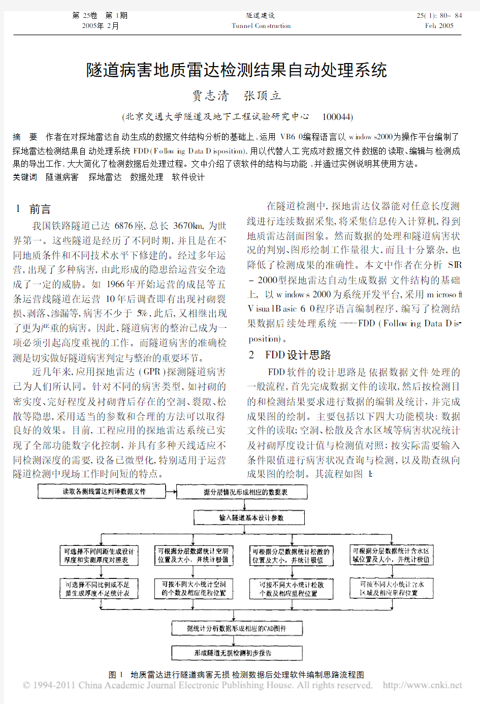 隧道病害地质雷达检测结果自动处理系统