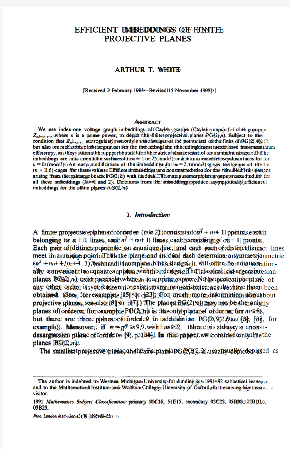 Regular imbeddings of finite projective planes