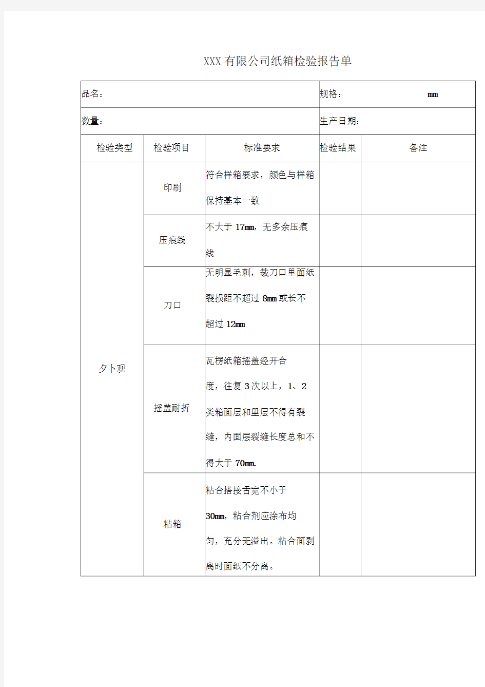 纸箱检测报告