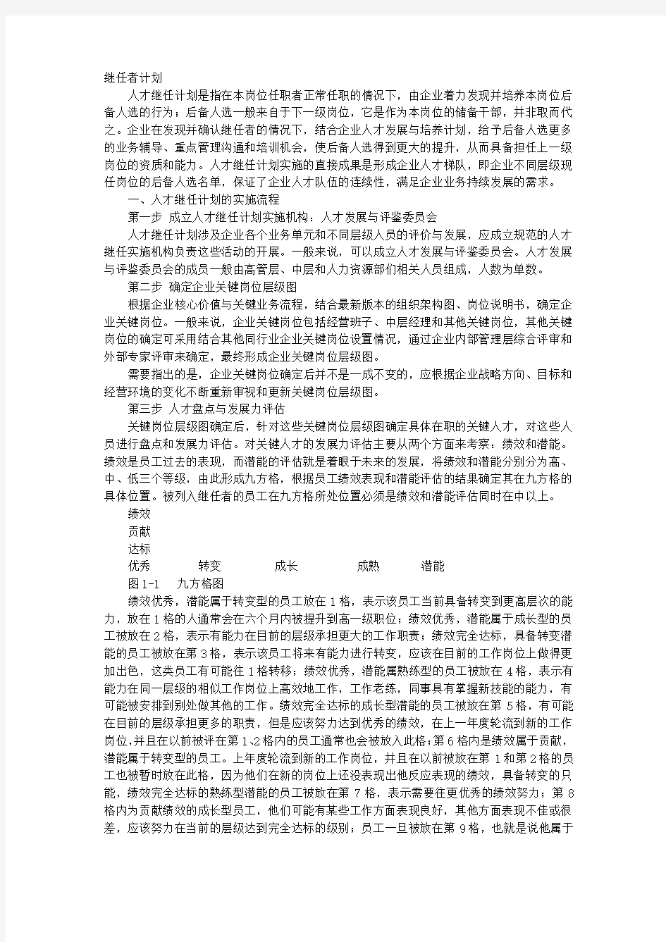 继任者培训计划