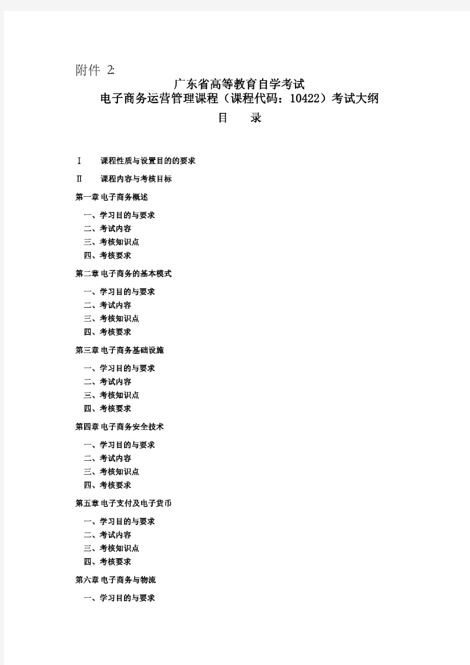 广东省高等教育自学考试电子商务运营管理课程(课程代码：10422)。。。