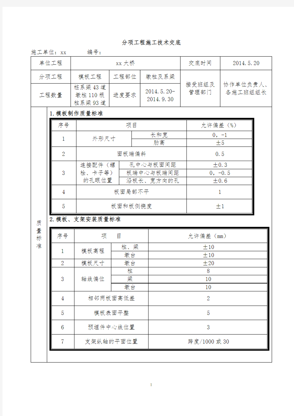 桥梁墩柱模板施工技术交底