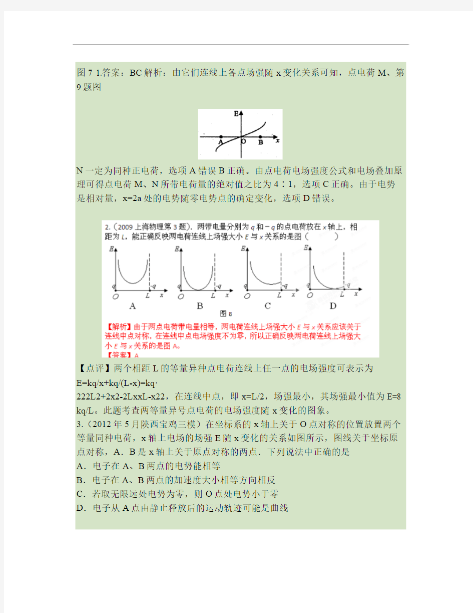 高考物理母题解读(七)静电场母题7电场强度E随空间变化关系图象.